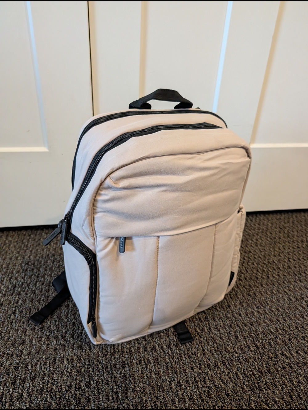 Baby Brezza Quilted Puffer Backpack Diaper Bag - Taupe - New!